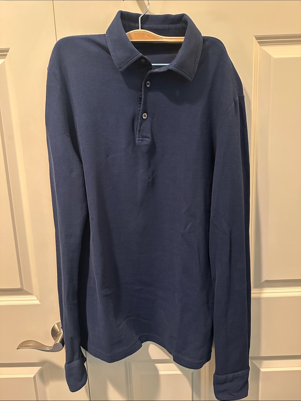 Loro Piana Dark Navy Long-Sleeve Polo Shirt - Picture 9 of 14